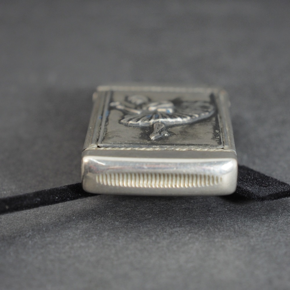 VTG Vesta Match Box Safe Silver Tone Repousse Ballerina Tobacciana Advertising - Picture 8 of 11